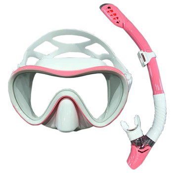 QYQ Професионален комплект за гмуркане с шнорхел, силиконова пола за възрастни, очила против замъгляване, очила, плуване, гмуркане, маски