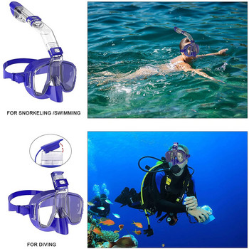 Μάσκα κατάδυσης Πτυσσόμενη μάσκα κατά της ομίχλης Σετ μάσκας με αναπνευστήρα με σύστημα Full Dry Top για δωρεάν κολύμβηση Professional Snorkeling Ear ενήλικες για παιδιά