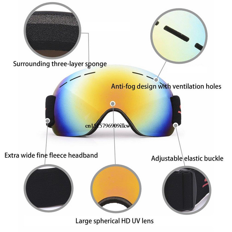 UV400 Ühekihilised suusaprillid Uduvastased Suured Suusaprillid Kaitse Suusatamine Talvised Lumelauaprillid Meestele Naistele