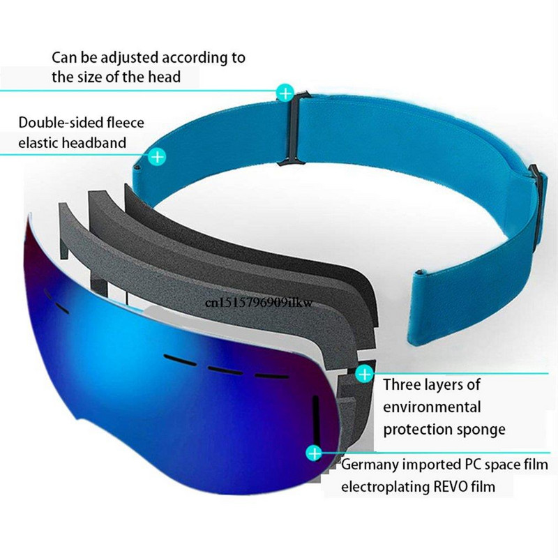 UV400 Ühekihilised suusaprillid Uduvastased Suured Suusaprillid Kaitse Suusatamine Talvised Lumelauaprillid Meestele Naistele
