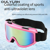 Oulylan Ochelari de schi Bărbați Femei Ochelari de schi anti-aburire UV400 Ochelari de zăpadă Ochelari de snowboard pentru adulți Ochelari de călărie sport