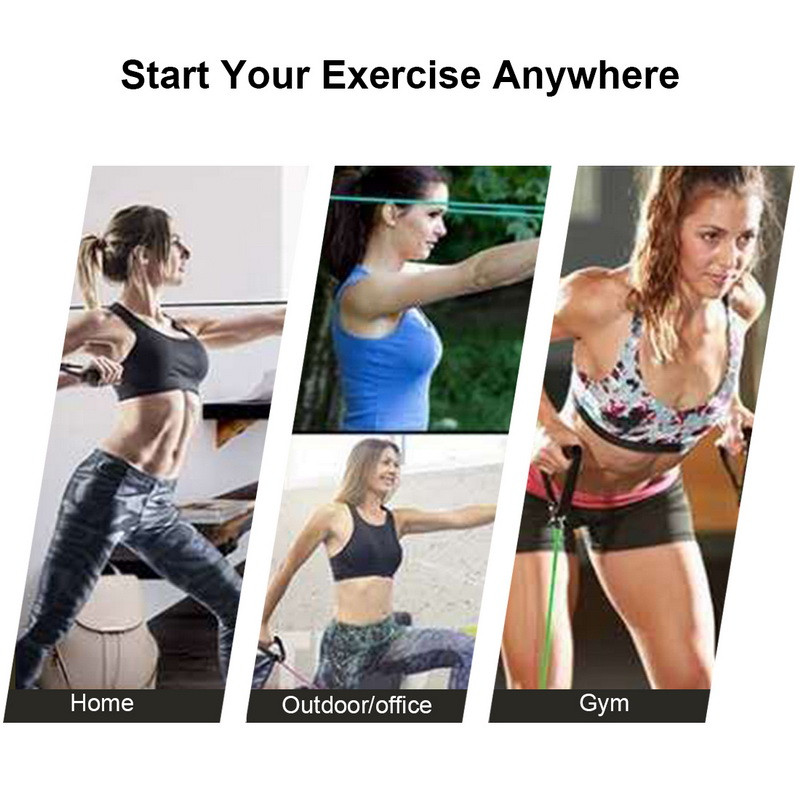 5 lygių elastinė juosta su rankenomis Jogos tempimo virvė Elastinė treniruoklių salės vamzdinė juosta, skirta namų treniruotėms, jėgos treniruotėms