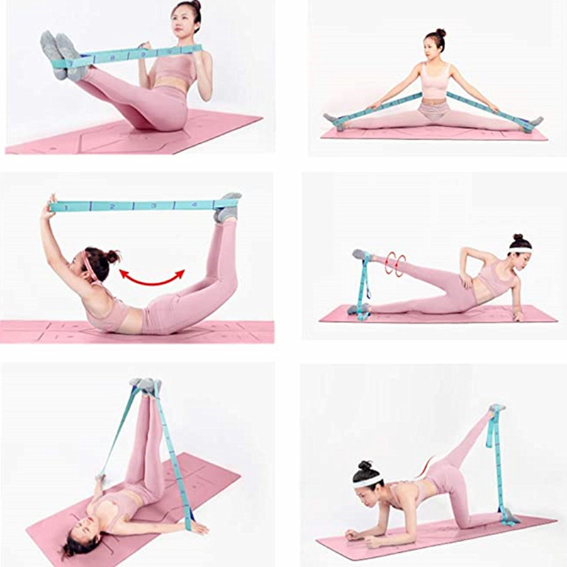 9 tinkleliai Daugiafunkcinis jogos tempimo diržas suaugusiems Lotynų Amerikos šokių treniruotės elastinės juostos pradedantiesiems pilateso pasipriešinimo juosta