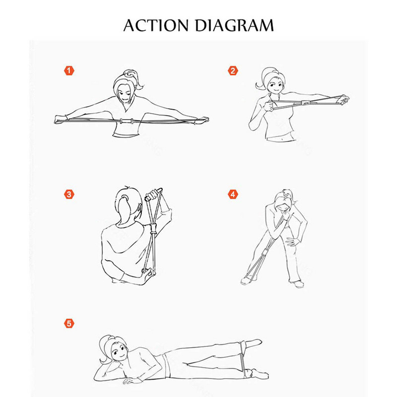 8 formos traukimui atsparios lyno juostos guma su putplasčio rankenomis, tamprus, elastingas 8 žodžių krūtinės išplėtimas, virvė, joga, mankšta