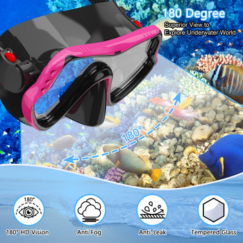 Μάσκα κατάδυσης γυαλιά κολύμβησης με αναπνευστήρα Μάσκα κολύμβησης κατά της ομίχλης Πισίνα ελεύθερης κατάδυσης Εξοπλισμός καταδύσεων πανοραμικό σκληρυμένο γυαλί για ενήλικες