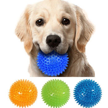 Pet Dog Toys Cat Puppy Sounding Toy Polka Squeaky Tooth Cleaning Ball TPR Εκπαίδευση Δόντια κατοικίδιων Αξεσουάρ με αγκάθια παιχνίδια για μάσημα