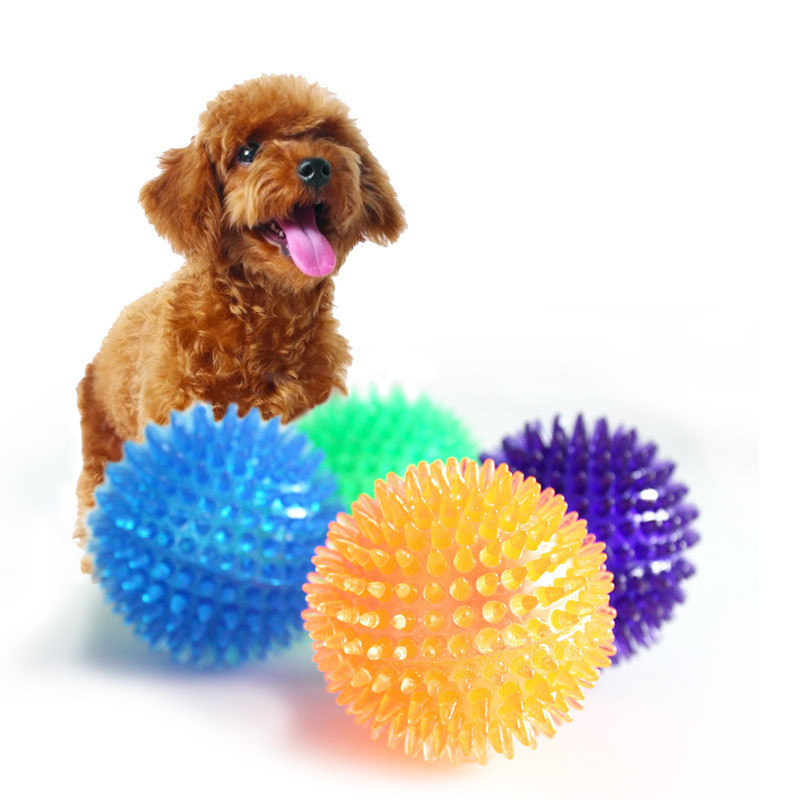 Pet Dog Toys Cat Puppy Sounding Toy Polka Squeaky Tooth Cleaning Ball TPR Training Pet Teeth Chewing Toy Thorn Balls Аксесоари
