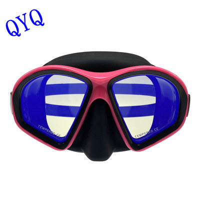 Модна маска за гмуркане QYQ с галванично покритие от желязо и закалено стъкло, екологично чиста вентилационна тръба от силикагел