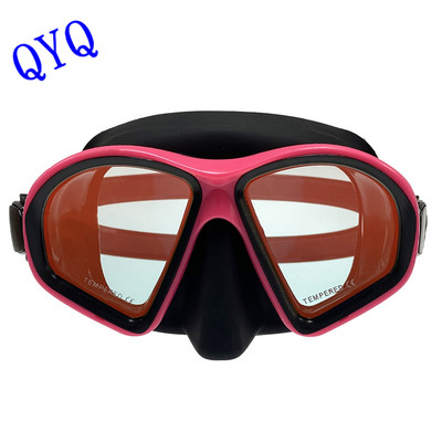 Модна маска за гмуркане QYQ с галванично покритие от желязо и закалено стъкло, екологично чиста вентилационна тръба от силикагел