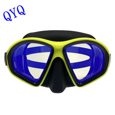 Модна маска за гмуркане QYQ с галванично покритие от желязо и закалено стъкло, екологично чиста вентилационна тръба от силикагел