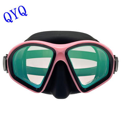 Модна маска за гмуркане QYQ с галванично покритие от желязо и закалено стъкло, екологично чиста вентилационна тръба от силикагел