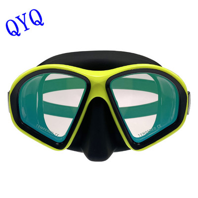 Модна маска за гмуркане QYQ с галванично покритие от желязо и закалено стъкло, екологично чиста вентилационна тръба от силикагел
