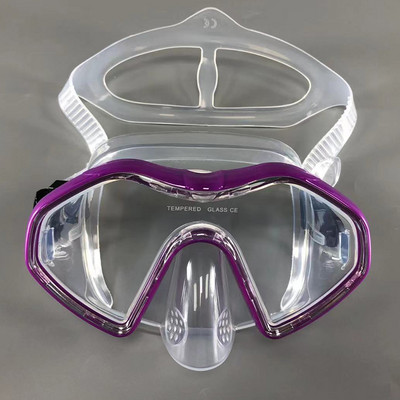 QYQ Маска за гмуркане с шнорхел Очила за свободно гмуркане Силиконова пола Панорамна маска за гмуркане за възрастни Плуване Гмуркане с шнорхел