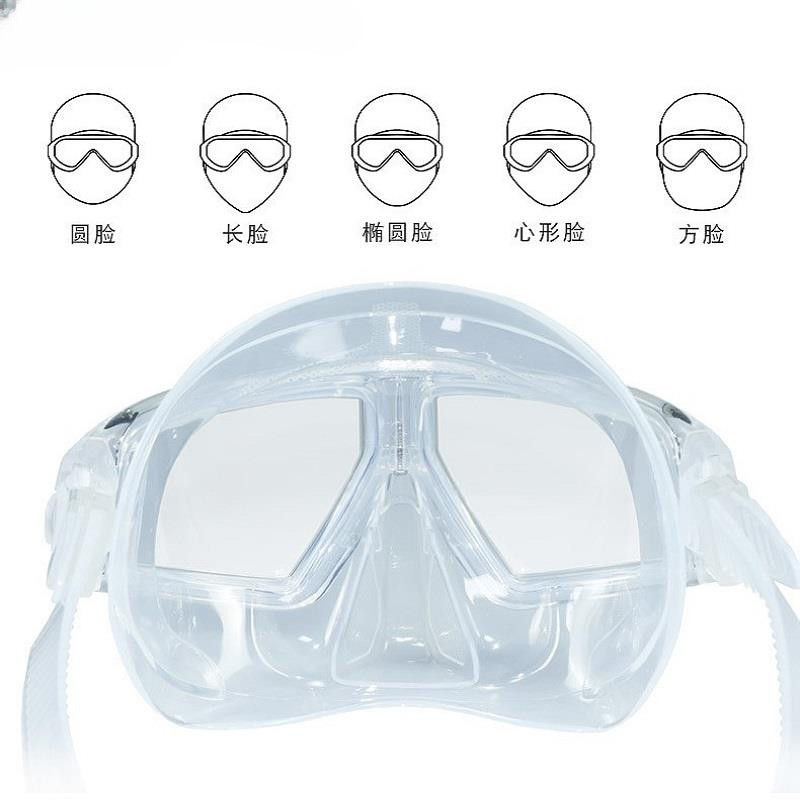 Маска за свободно гмуркане Половината на лицето Леко тегло Малък обем Безплатни очила за гмуркане Противозамъгляващо оборудване за гмуркане Течен силикагел Дропшиппинг