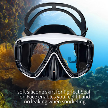 Μάσκα κατάδυσης Γυαλιά κολύμβησης με αναπνευστήρα Γυαλιά κολύμβησης Scuba Scuba Silicone Skirt 3 Windows Anti-Fog Anti-Leak Ευρεία όψη Πανοραμική HD για ενήλικες νέους