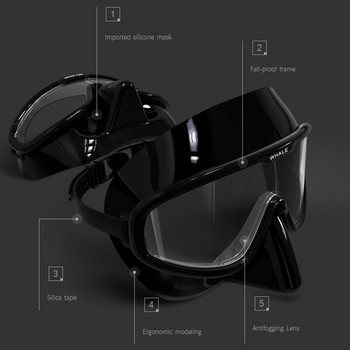 2023 Маска за гмуркане Цяло лице Прозрачни лещи против мъгла Подводна маска Очила за плуване Шнорхел Очила за гмуркане Оборудване за възрастни