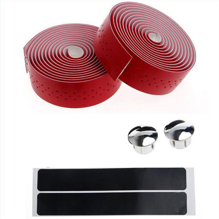 Лента за кормило на велосипед 2 ролки шосеен велосипед PU кожен перфориран колан Дишащ мек MTB колан с фиксирана скоростна кутия Аксесоар за колоездене