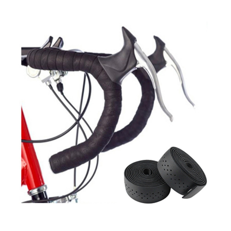 Лента за кормило на велосипед 2 ролки шосеен велосипед PU кожен перфориран колан Дишащ мек MTB колан с фиксирана скоростна кутия Аксесоар за колоездене