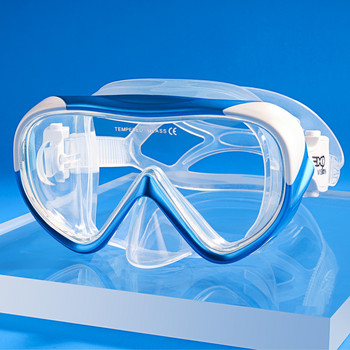 EXP VISION-Маска за гмуркане за деца, шнорхел, 180° панорамна маска за плуване, против замъгляване, закалено стъкло, очила за плуване с нос C