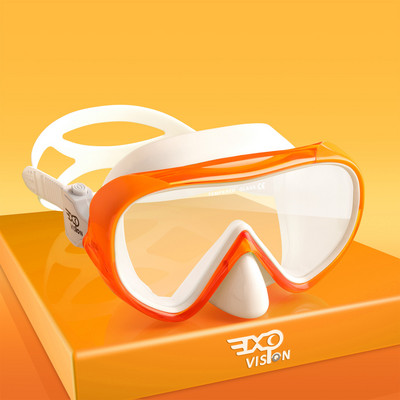 EXP VISION búvármaszk gyerekeknek, légzőcső, 180°-os panorámás úszómaszk, páramentesítő, edzett üveglencse, C orrú úszószemüveg