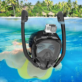 Teljes arcbúvármaszk 180°-os panorámás kilátással szilikon száraz felső snorkeling búvár úszószemüveg 2 légzőcsővel, páramentesítővel
