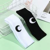 Női lányok jóga hajpánt Moon puha elasztikus tánc bandana smink fejfedő Hold nyomtatás smink fejfedő