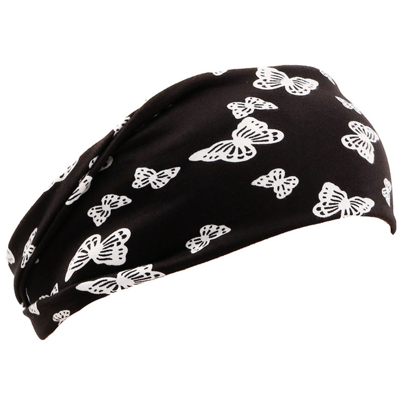 Gėlių jogos elastinė plaukų juosta Madinga moteriška galvos juosta, marginta bohemiškai plačia sportine šone, ištempiama treniruoklių salės galvos juosta bėgimo priedai