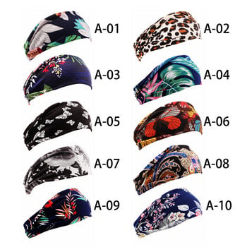 Νέα μόδα γυναικεία στάμπα Boho Head Scarf Quick Dry Sport Απορροφητικό ιδρώτα τουρμπάνι ελαστικό βαμβακερό κεφαλόδεσμο γιόγκα για προπόνηση μαλλιών