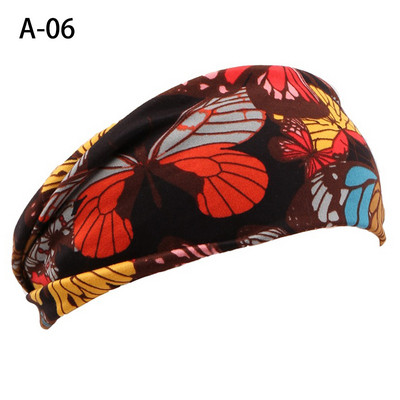 Νέα μόδα γυναικεία στάμπα Boho Head Scarf Quick Dry Sport Απορροφητικό ιδρώτα τουρμπάνι ελαστικό βαμβακερό κεφαλόδεσμο γιόγκα για προπόνηση μαλλιών