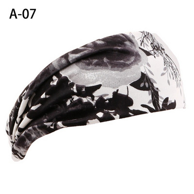 Νέα μόδα γυναικεία στάμπα Boho Head Scarf Quick Dry Sport Απορροφητικό ιδρώτα τουρμπάνι ελαστικό βαμβακερό κεφαλόδεσμο γιόγκα για προπόνηση μαλλιών