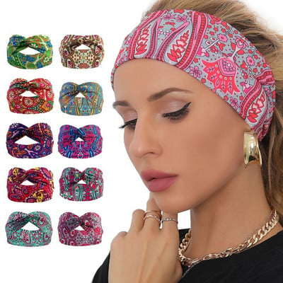 Μόδα Boho Style Cross Hair Band Headbands Elastic Boho Style Women Turban Αναπνέει αθλητική γιόγκα μαντήλι κεφαλής