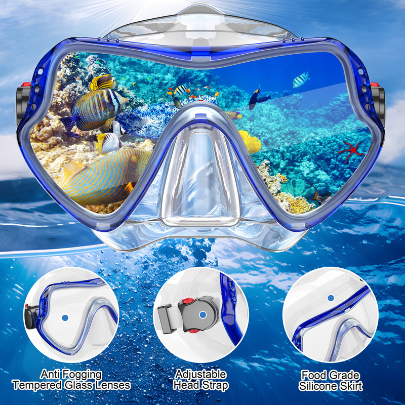 Sukeldumismask Professionaalne snorgelsukeldumismask ja snorkelid Prillid Prillid Sukeldumisujumine Easy Breath Tube komplekt Snorkelmask