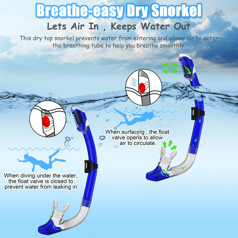 Sukeldumismask Professionaalne snorgelsukeldumismask ja snorkelid Prillid Prillid Sukeldumisujumine Easy Breath Tube komplekt Snorkelmask
