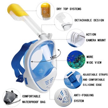 Подводно гмуркане с шнорхел, пълно лице, детски комплект маски за плуване, гмуркане, респираторни маски против замъгляване, безопасно дишане за деца, възрастни
