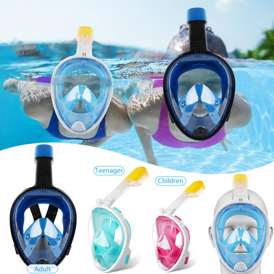 Snorkeling subacvatic cu față integrală pentru copii, set de mască de înot, măști pentru scufundări, respirator, anti-ceață, respirație sigură pentru copii adulți