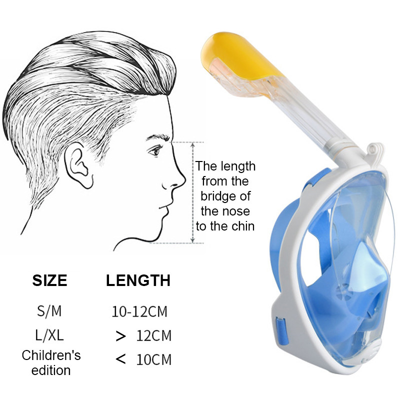 Veealune snorgeldamine kogu näoga laste ujumismaskikomplekt Sukeldumisrespiraatori maskid Uduvastased, Ohutu hingamine lastele Täiskasvanutele