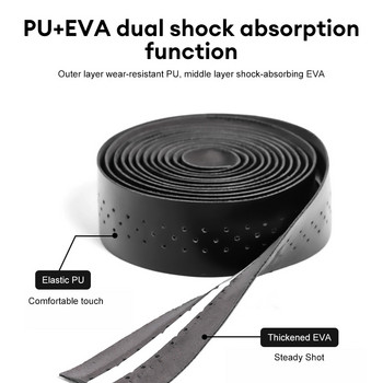 2PCS лента за кормилото на велосипеда EVA PU Bar Tape Мека колоездеща амортизация с 2 бара щепсел Шосеен велосипед Противоплъзгащи се амортисьори Лента за захващане