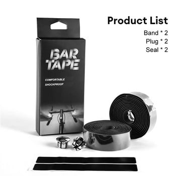 2 ΤΕΜ Ταινία τιμονιού ποδηλάτου EVA PU Bar Tape Soft Cycling Damping with 2 Bar Plug Road Bicycle Αντιολισθητική ταινία λαβής με ιμάντες κραδασμού