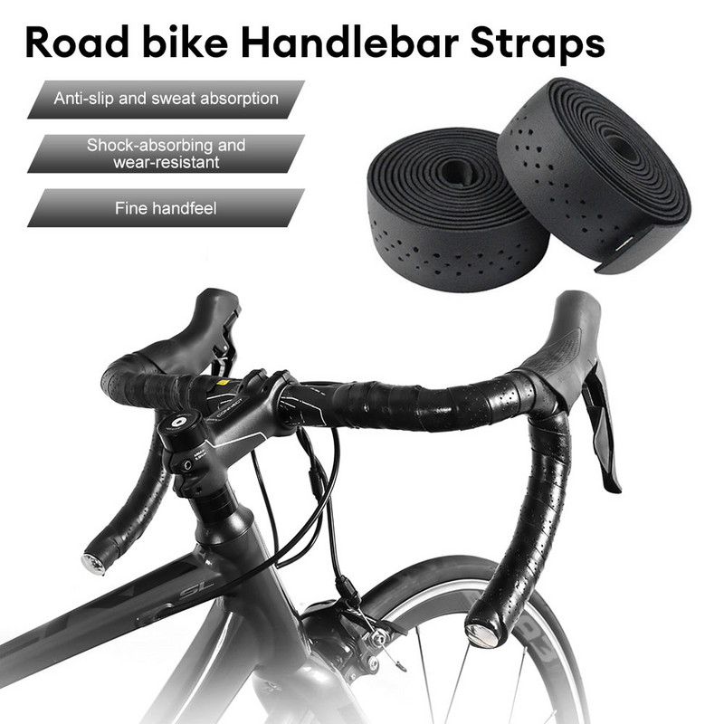 2 bucăți bandă de ghidon de bicicletă EVA PU bandă de bară amortizare moale pentru ciclism cu dop de 2 bare pentru bicicletă de drum bandă de prindere anti-alunecare curele de șoc