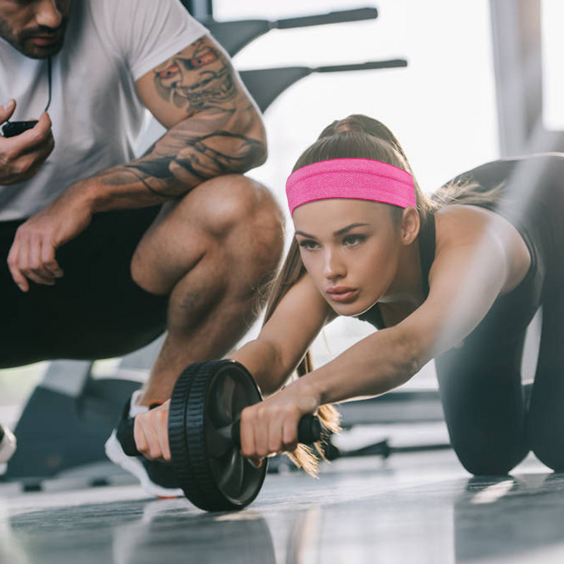 Спортна лента за глава Еластична обвивка за коса Отвеждане на влагата Лента за пот за упражнения Противохлъзгаща се Дишаща за Йога Тенис Баскетбол