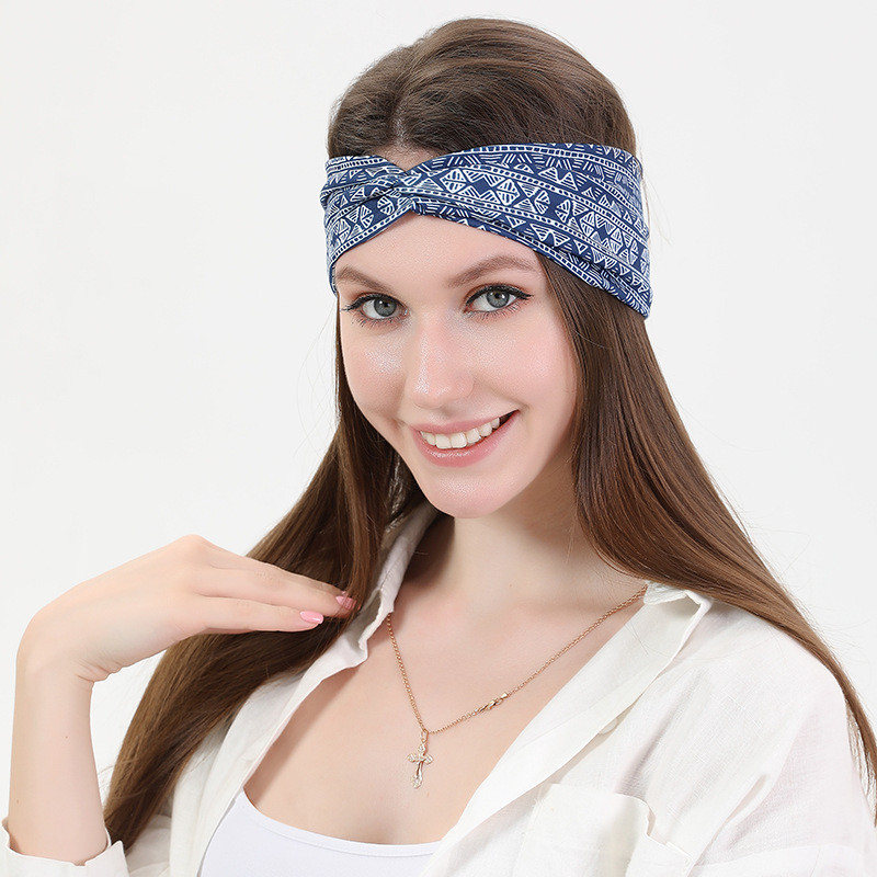 Разтегливи еластични дамски йога ленти за коса Печат Фитнес Колоездене Бягане Лента за пот Спортна лента за глава Превръзка Мъже Жени Широка лента за глава