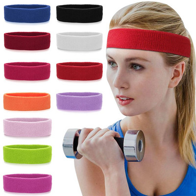 18 Colors Cotton Sweatband Elastic Hair Bands For Yoga Gym Workout Tennis Basketball Sports Terry Cloth Athletic Sweat Headbands