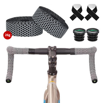 MOTSUV Μαλακό τιμόνι ποδηλάτου δρόμου Κορκ EVA PU Bar Tape Professional Cycling Damping Anti-Vibrat with 2 Bar Plug