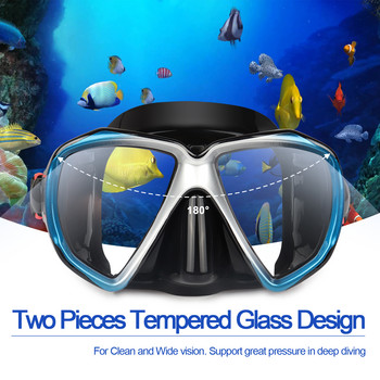 Панорамна HD маска за гмуркане, очила за гмуркане против замъгляване, маска за гмуркане от закалено стъкло, очила за плуване за възрастни и младежи с капак за нос
