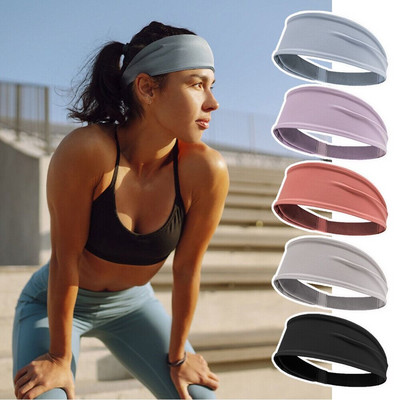 Solid Color Yoga Headband Multi-functional Elastic Widened Headscarf Women Men Non-Slip Sports Turban Hair Accessories