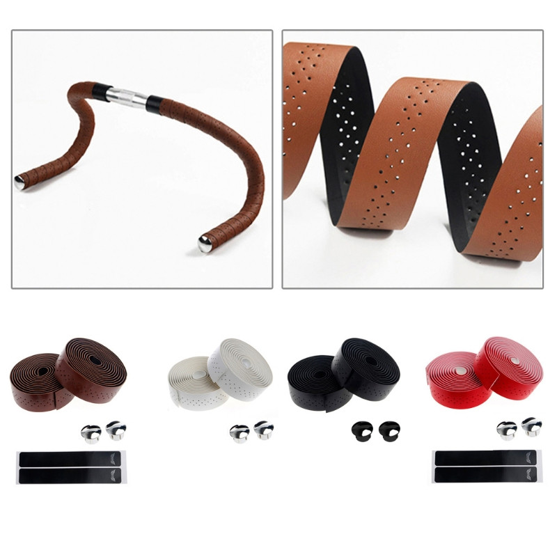 2x Велосипед Колоездене Шосеен велосипед Спортна лента за кормило Обвивка от изкуствена кожа +2 щепсела