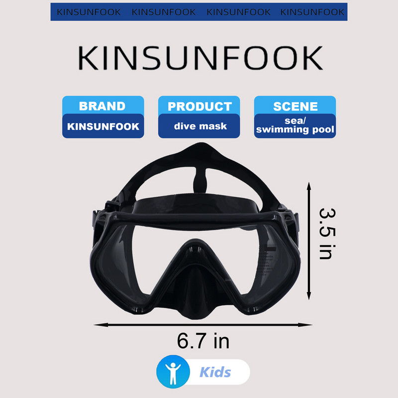 Snorkeling Mask Profesionalūs nardymo akiniai vaikams Plaukimo kaukės Scuba Snorkel Silikoniniai nardymo akiniai su dideliu rėmeliu