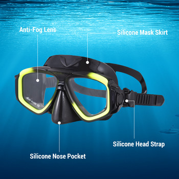 Комплект за гмуркане с шнорхел за възрастни Маска за плуване против замъгляване със суха горна тръба за шнорхел за гмуркане с шнорхел Плуване Водни спортове