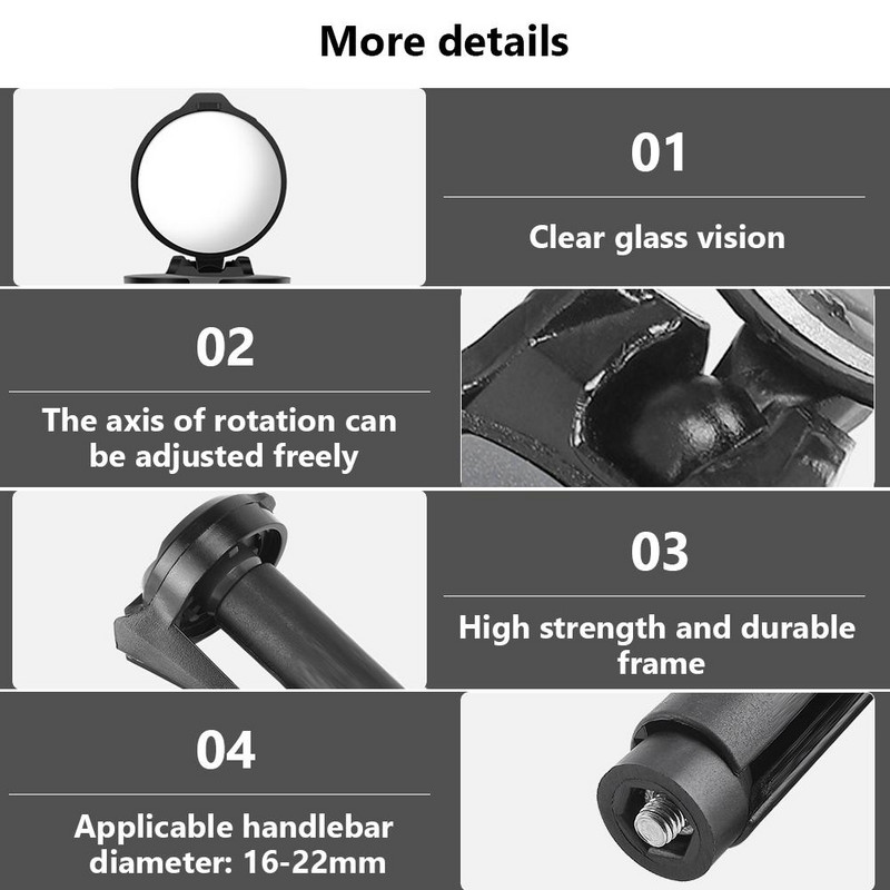 Велосипедно огледало за обратно виждане 360 ъгъла, регулируемо, преносимо, леко, удароустойчиво велосипедно огледало за кормила Drop shipping