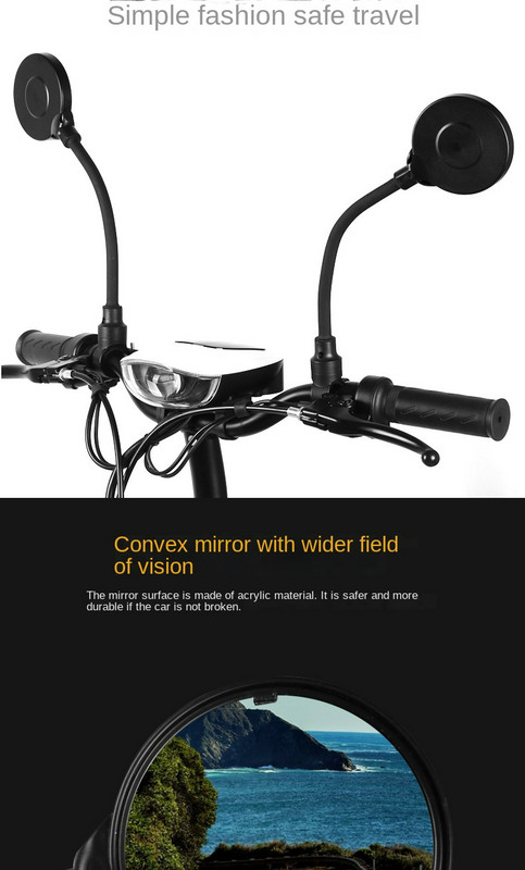 Изпъкнало кръгло огледало за обратно виждане за велосипед Електрически велосипед Планински велосипед Електрическо превозно средство Електрически скутер